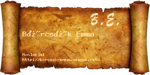 Börcsök Emma névjegykártya